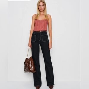 Reformation Alyssa High Rise Wide Leg Long Stretch Denim Jeans Size 29